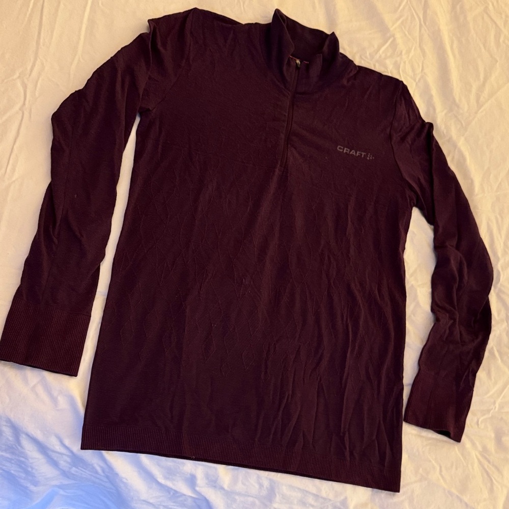 Craft Deep Purple Long Sleeve wool mid layer ski sweater